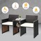 Brown Rattan Two-Seat Chair with White Cushions and Built-In Table